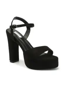 ELLE Women's Anklestrap Sandals Colour-Black, Size-UK 5