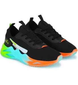 Men's Sports Shoes | Lightweight & Comfortable | Lace-Up Design | Perfect for Running & Casual Wear (2-GN-BL-101-BLK-7) Black