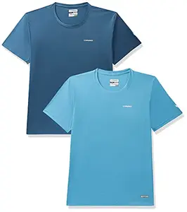 Charged Energy-004 Interlock Knit Hexagon Emboss Round Neck Sports T-Shirt Teal Size 2Xl And Charged Pulse-006 Checker Knitt Round Neck Sports T-Shirt Scuba Size 2Xl