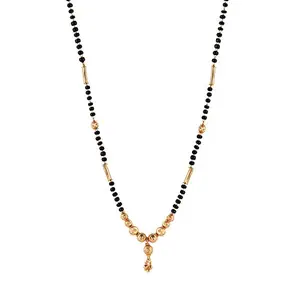 Brado Jewellery Gold Plated Mangalsutra Tanmaniya Necklace Pendant With Black Bead Chain for Women and Girls