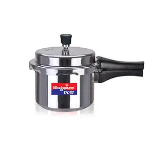 Bhagyasree Dost 3 Litres Aluminium Pressure Cooker Non - Induction Base Outer Lid Silver price in India.