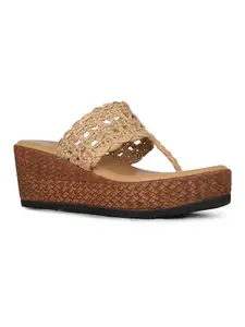 Inc.5 Womens Beige Ethnic Embellished Round Toe Wedge Heel Sandals