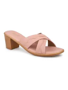 Inc.5 Women Peach Solid Open Toe Block Heels