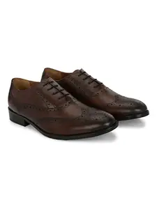 San Frissco Colourblocked Brogues Synthetic Leather Upper Cushioned Footbed/Comfortable Fashionable Flexible for Men/Size : 8 (Brown)