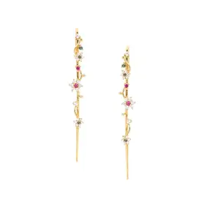 Shaya by Caratlane Drops of Nostalgia 7 Stone Earcuffs in Gold Plated 925 Silver for women