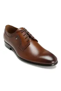 Louis Philippe Men Brown Leather Derby Shoes