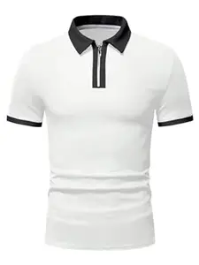 TAGDO Men's Waffle Knitted Polo Neck Regular Fit Tees