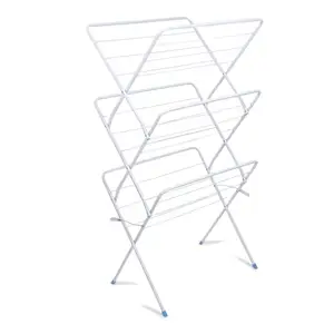 Peng Essentials Drywave Cloth Drying Stand|Perfect Use for Balcony & Indoor Laundry Racks|Cloth Dryer Stand for Drying Clothes|Cloth Hanging Drying Stand Foldable - 3-Level, (White)