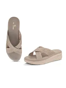 XE Looks Comfortable Women's Doctor Slippers – Grey Orthopedic Sandals with Embellished Cross Straps and Cushioned Footbed for Girls & Womens