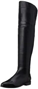 SaintG Black Leather Handcrafted Back Zip Closoure Above The Knee Thigh High Boots For Women