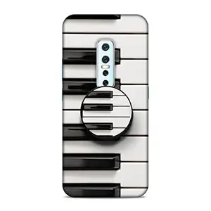 Screaming Ranngers Designer Printed Hard Plastic Matt Finish Mobile Case Back Cover with Mobile Holder for Vivo V17 Pro (Piano Keyboard/Intrument)