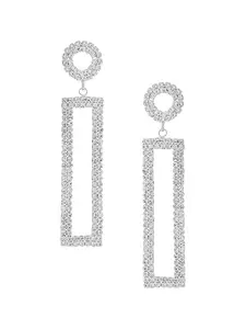 Yellow Chimes Crystal Danglers Earrings for Women | Fashion Women Earrings | Silver Toned Earrings for Girls | Long Dangler Earrings | Birthday Gift For Girls Anniversary Gift for Wife