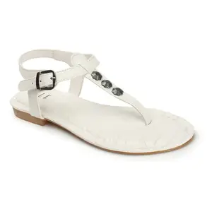 ELLE Women's Fashionable Backstrap Comfortable Flats Colour-White, Size-UK 5