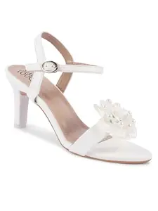 Shuz Touch White Flower Embelished heels | Size : 2.5