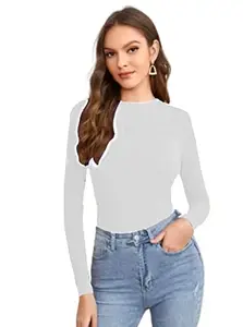 Dream Beauty Fashion Women's Full Sleeve Top Round Neck Casual Tshirt (Top4-Empire White-XL)