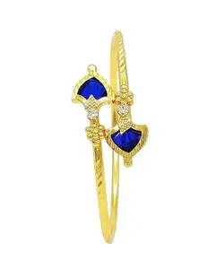 Zizer Gold Tone Pink-Blue Palakka Kada/Bangle - Elegance and Tradition Combined – Jewellery for women (Blue) (2.8)