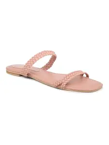 INC.5 Women Pink Textured Open Toe Flats