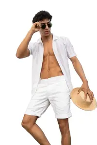 LOOM FASHION Breezy Net Shirt (in, Alpha, M, Regular, White)