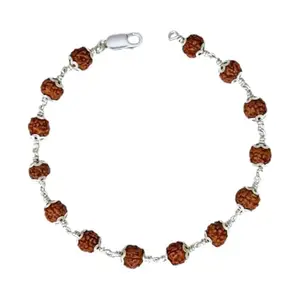 flaunt basket 925 Silver Rudraksha Bracelet for Men & Women | Handmade Original Certified Rudraksh with Pure Sterling Silver | Adjustable Anti Tarnish Spiritual Hand Bracelet for Every Day Wear, Yoga, Meditation & Gifts