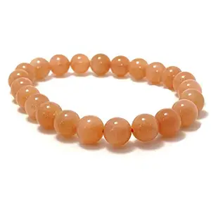 Sahiba Gems Peach Color Natural Aura Quartz Gemstone Bracelet 6-9'' Elasticated Healing Stone Chakra Reiki