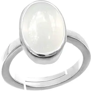 EVERYTHING GEMS 14.25 Ratti Moonstone Stone Silver Plated Adjustable Ring Original and Certified by GGTL natural Chandrakanta Gemstone