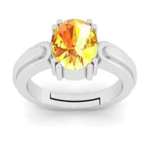 SIDHARTH GEMS 13.25 Carat Yellow Sapphire Astrological Purpose Sterling 92.5 Silver Ring for Men & Women's Lab Approved Stone With Ring