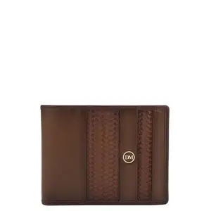 Da Milano RFID Protected Leather Wallet for Men with Card Slot - Brown