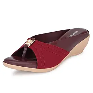 Centrino Women's 6213 Cherry Thong Comfortable Ortho Care Ladies | Fashion Wear Sandal & Chappal | Soft Cushioned for More Comfort-7 Kids UK (6213-01)