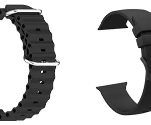 ACM Pack of 2 Watch Strap Slide 42mm 44mm 45mm 46mm 49mm Silicone Belt compatible with Tempt Streak X Smartwatch Classic with Color Hook Band (Black)