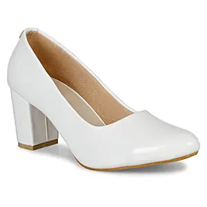 commander shoes Latest Casual High Heel Pull-on Pumps Ballies for Girls and Women (527 White 3UK)