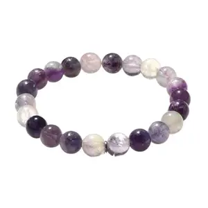 AAMRAPALI SILVER GEMS AAMRAPALI Purple Fluorite Bracelet | Stone Beads Bracelet | Focus on Heart Chakra | Stunning Gem Patterns Tones | My mind is clear. Purple Fluorite is the focus stone. Called â€œThe Genius Stoneâ€ by med