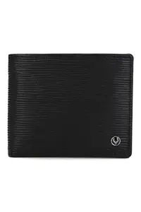 Allen Solly Men Black Textured Genuine Leather Wallet