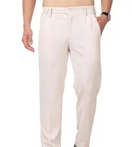 LOOM FASHION Men’s Corduroy Formal Pants – Regular Fit Soft Cotton Trousers for Office (in, Numeric, 30, Regular, Cream)