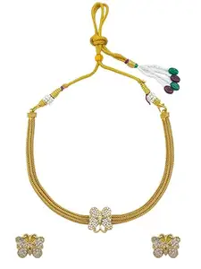 Griiham Premium Sayara Collection Elegant CZ Necklace Set Butterfly motif For Women And Girls