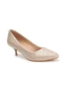 Carlton London Women Peach Stylish Slip-on Pump Shoes with Stiletto Heels, Pointed Toe (37)