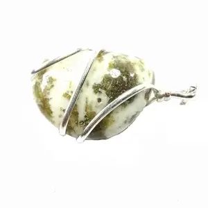Tree Agate Tumbled Healing Pendant Wire Wrapped Healing Crystals Pendant