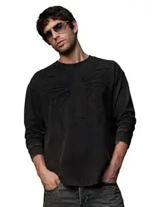 The Souled Store Marvel: Dark Venom Men and Boys Long Sleeve Round Neck Charcoal Grey Casual Lightweight Drop Shoulder Streetwear Trendy Oversized Full Sleeve T-Shirt