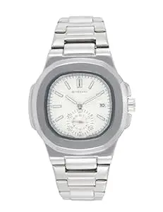 GIORDANO Analog Multifunction Watch for Men – Textured Dial with Cushion Case, Small Seconds Sub-Dial, Stainless Steel Strap & Date Display