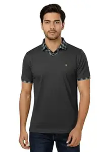PRASHIV ENTERPRISEE Men’s Short Sleeve V-Neck Polo Shirt with Plaid Collar – Casual Slim Fit Layered Style Breathable Summer T Shirt for Men