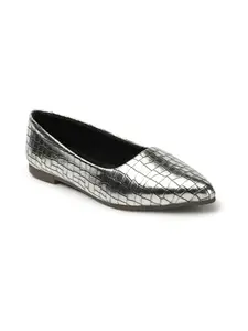 ICONICS Women's Slip On Ballerinas Colour-Silver, Size-UK 4