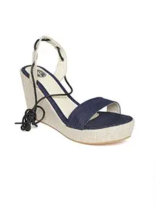 Red Pout Women's Solid Synthetic Heels sandal (RPFWAW1825_Navy Blue_4)