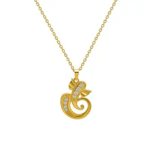 Silberry 925 Sterling Silver 18k Gold Plated Ganesha Glow Pendant with Chain | Necklace for Women & Girls | With Certificate of Authenticity and BIS Hallmark