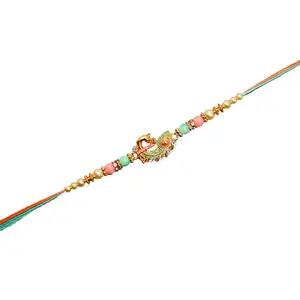 Piepot | Peacock Design Rakhi for Brother | Rakhi Set Pack of 1 | Best wishes greeting with Rolli Kumkum (Peacock Rakhi)