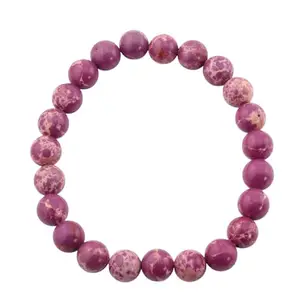 AAMRAPALI SILVER GEMS AAMRAPALI Imperial Jasper Bead Bracelet, 8mm - Metal-Free Elegance, Earthy Tone Jewelry | Stone Beads Bracelet | Focus on Heart Chakra | Stunning Gem Patterns Tones | Elevate your accessory collection