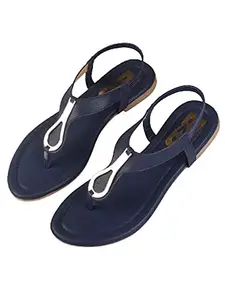 WalkTrendy Womens Synthetic Navy Sandals - 6 Uk (Wtwf175_Navy_39)