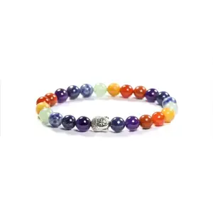 GEM MINES Dvine 7 Chakra Buddha Bracelet Original Certified Lab Tested Natural Stones Reiki Healing Crystal Beads Multicolor Bracelet For Women and Men.