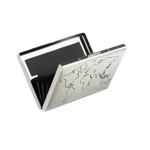 Stealodeal Silver RFID World Map Blocking Metal Debit/Credit/ATM 6 Slot Card Holder for Men & Women