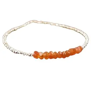 LKBEADS Carnelian Bracelet with Silver Plated Clasp – 3.5-4mm Rondelle Beads – Smooth Cut – 7 inch – Healing, Fashion, Gift, Spiritual, Yoga|LK_STACK_01771