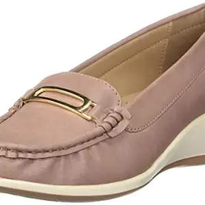 Bata Women's Wedge Heel Loafers - Pink (6 UK) (6515992)