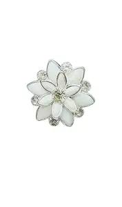 Crystal Flower Statement Ring, White Petals with stones, Women's Fashion Jewellery